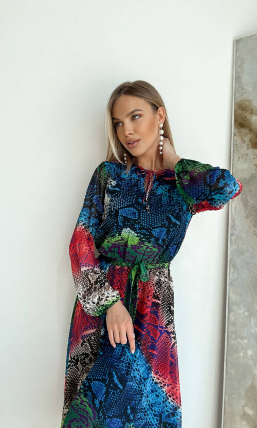 Повсякденна Сукня Шифон Принт 22015 Червона