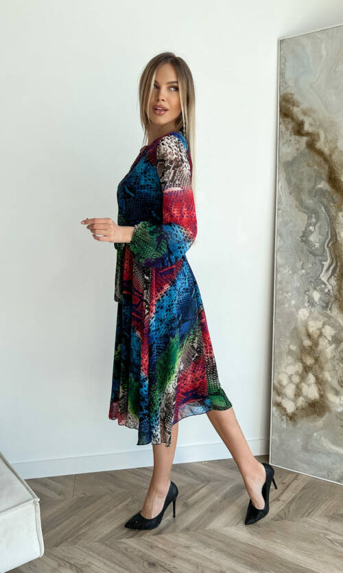 Повсякденна Сукня Шифон Принт 22015 Червона