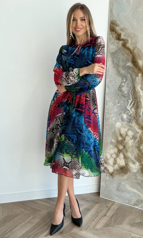 Повсякденна Сукня Шифон Принт 22015 Червона