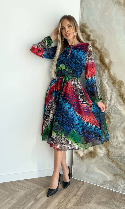 Повсякденна Сукня Шифон Принт 22015 Червона