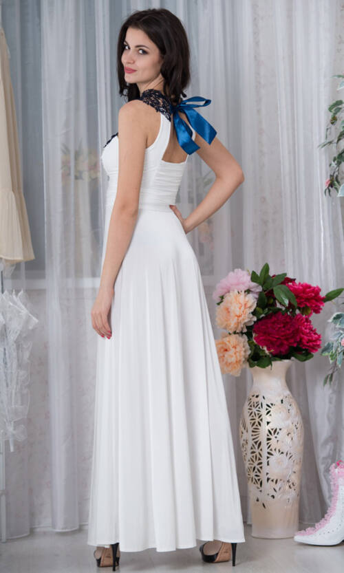 Вечернее платье Макси Кристалл 5049 Молочное