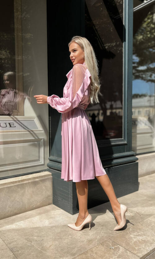 Коктейльна Сукня Атлас Шовк 22075 Фрезова