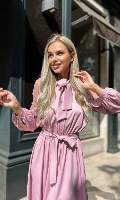 Коктейльна Сукня Атлас Шовк 22075 Фрезова