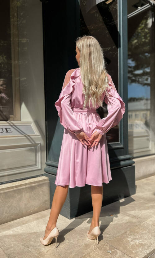 Коктейльна Сукня Атлас Шовк 22075 Фрезова