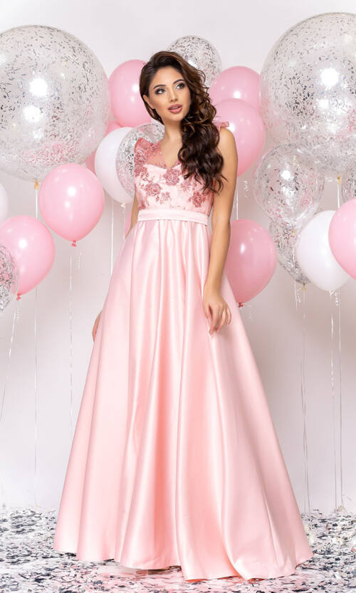 Вечірня сукня Атлас Максі 20001 Коралова
