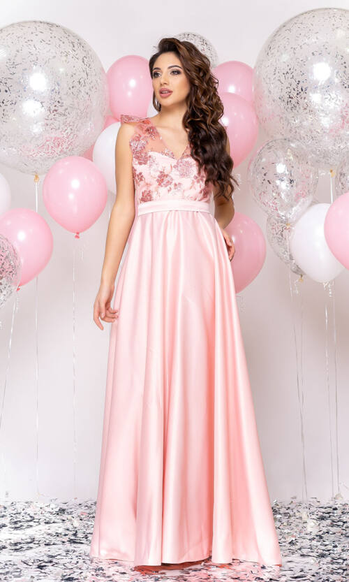 Вечірня сукня Атлас Максі 20001 Коралова