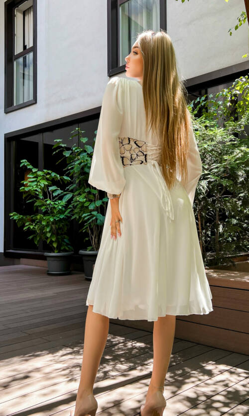 Коктейльна Сукня на розпис 23089 Молочна