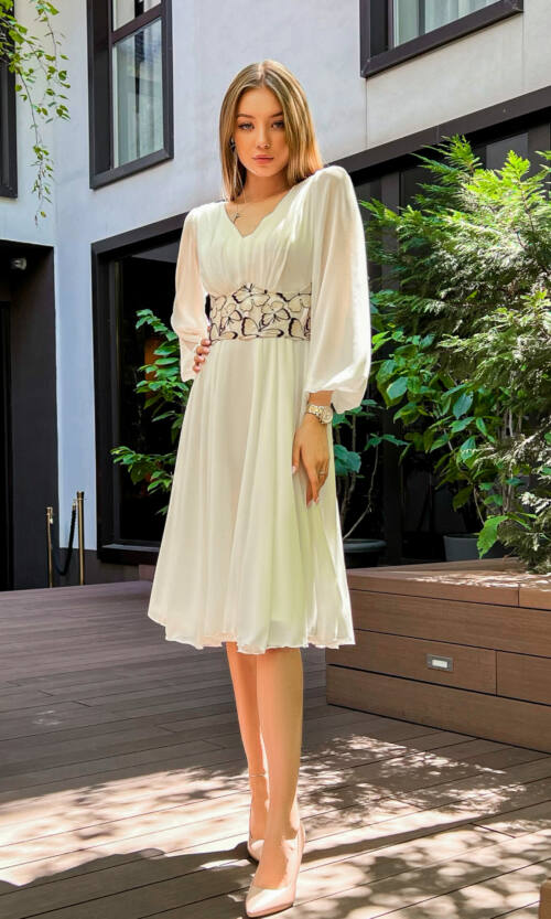Коктейльна Сукня на розпис 23089 Молочна