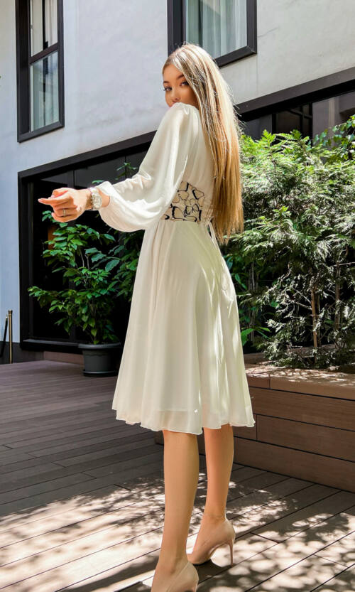 Коктейльна Сукня на розпис 23089 Молочна