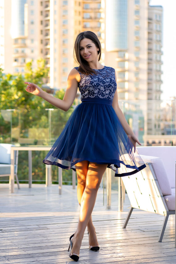 Коктейльна Сукня Elegant Lace 9128 Синя