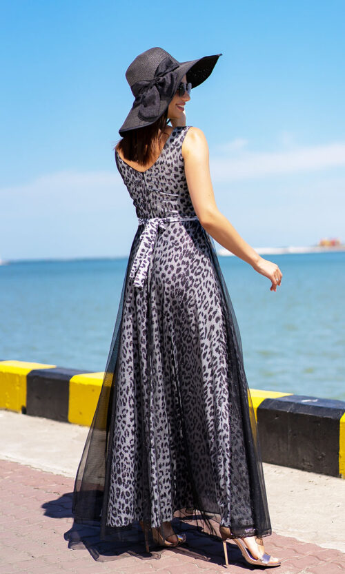 Срібна Вечірня сукня Modern Glamour 9101 в підлогу