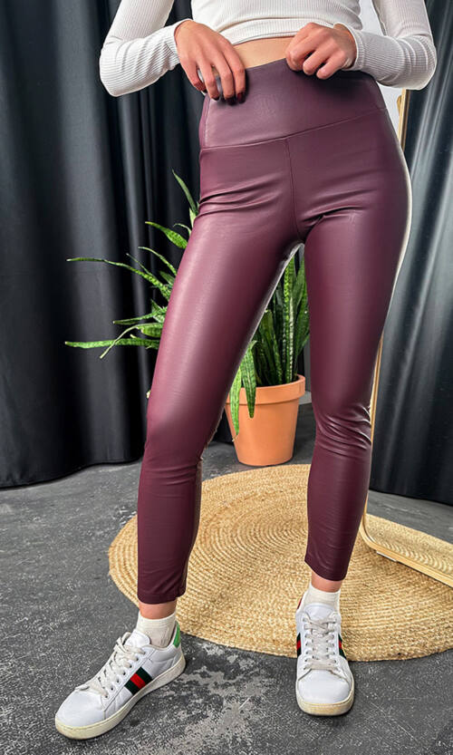 Легінси Екошкіра на Флісі 22090 Бордові