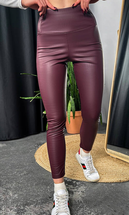 Легінси Екошкіра на Флісі 22090 Бордові