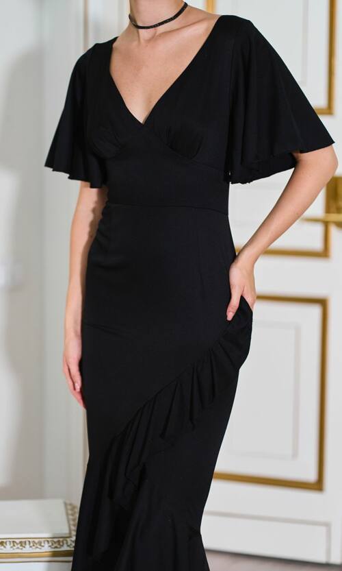 Вечірня сукня декольте максі 23056 Чорна