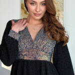 Коктейльна Сукня Чорна Паєтка 23102 Хамелеон