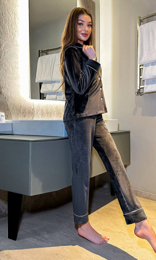 Піжама М'який Велюр Кишені 23530 Графітова