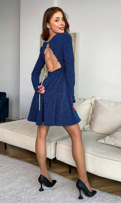 Коктейльна Сукня М'який Люрекс 23095 Синя