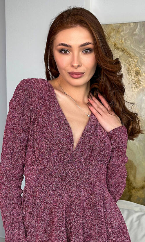 Коктейльна Сукня М'який Люрекс 23095 Рожева