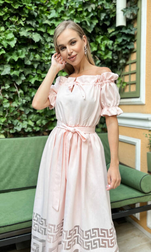 Літня Сукня Льон Органза 22042 Рожева