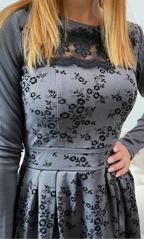 Графітове Повсякденне плаття крепдайвінг флок 7238