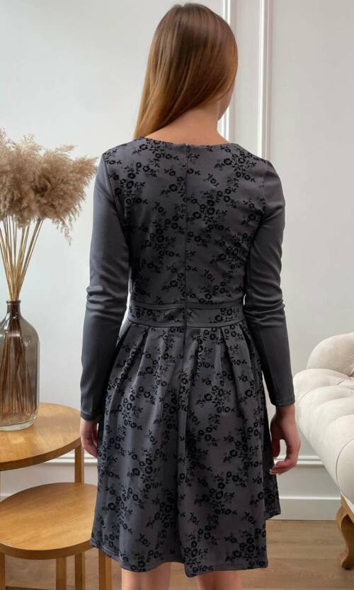 Графітове Повсякденне плаття крепдайвінг флок 7238