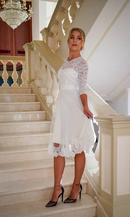 Коктейльна сукня сітка мереживо 24002 Молочна