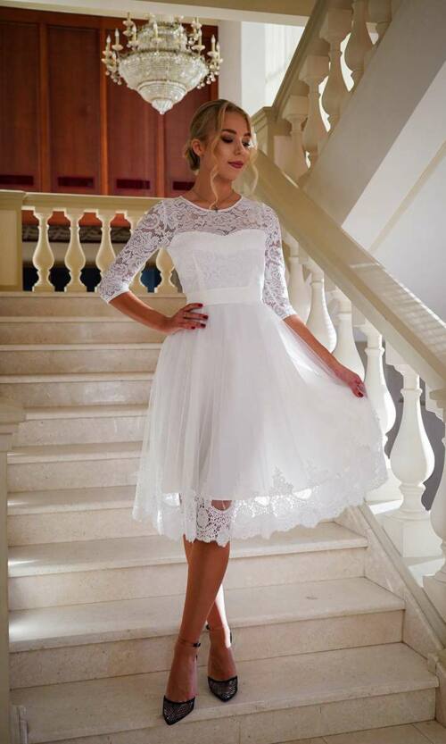 Коктейльна сукня сітка мереживо 24002 Молочна