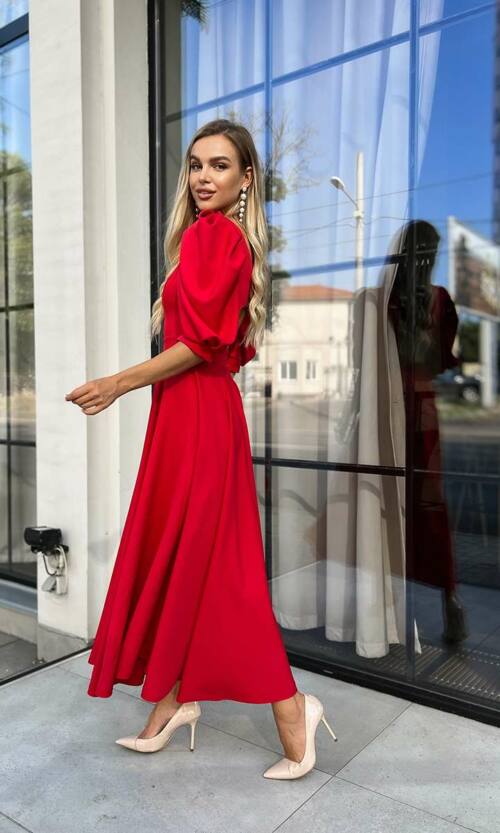 Коктейльна сукня відкрита спина 22060 Червона