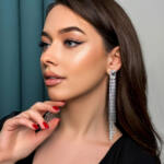 Сережки Великий Камінь біжутерія 23538 Сріблясті