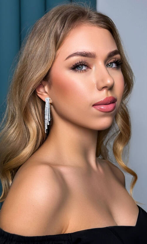 Сережки Пензлі Стрази Бижутерия 23543 Сріблясті