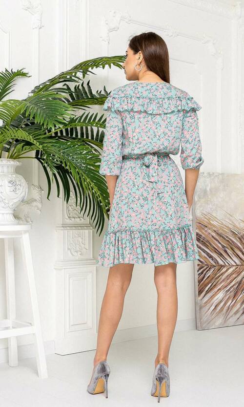 Літня сукня Штапель Рюші 21023 М'ятна