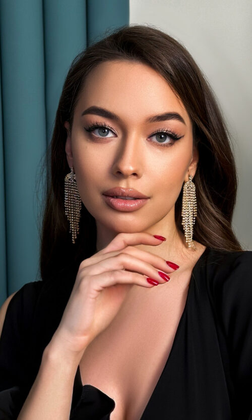 Золотые серьги со стразами 23541