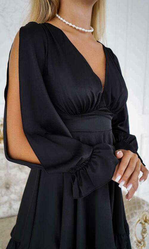 Коктейльное платье свободные рукава 24014 Черное