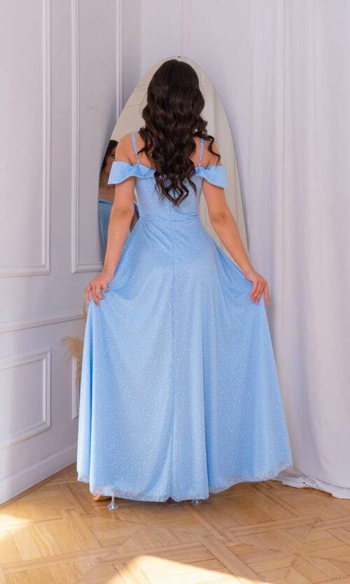 Вечірня сукня максі трикотаж 24012 Блакитна