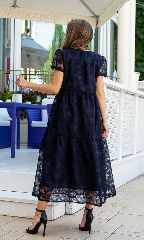 Літня Сукня Льон Органза 21096 Синя