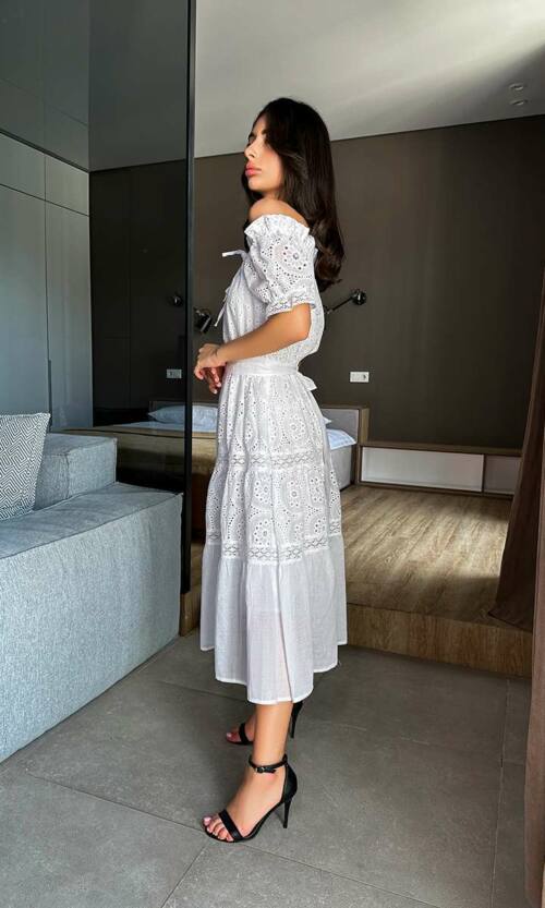 Літня Сукня Прошва Бавовна 22030 Молочна