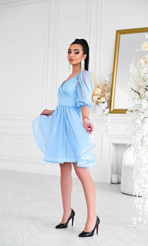 Коктейльна Сукня Шифон Запах 23009 Блакитна
