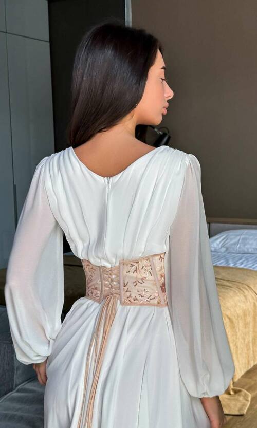 Корсет Вишивка Паєтка Шнурівка 24010 Персиковий