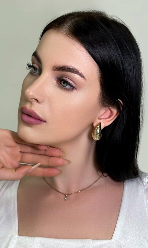 Біжутерія Золотисті Сережки Об'ємна Крапля 23545