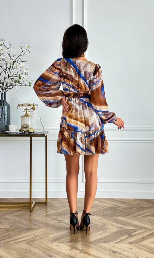 Романтична Шифонова Сукня Принт 24027 Бежева