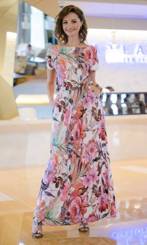 Літня Сукня Максі Принт 4217 Рожева