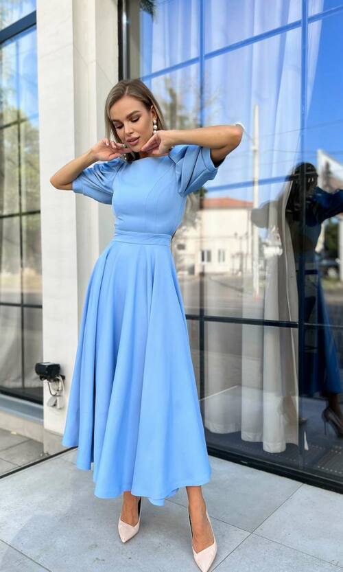 Коктейльна сукня відкрита спина 22060 Блакитна