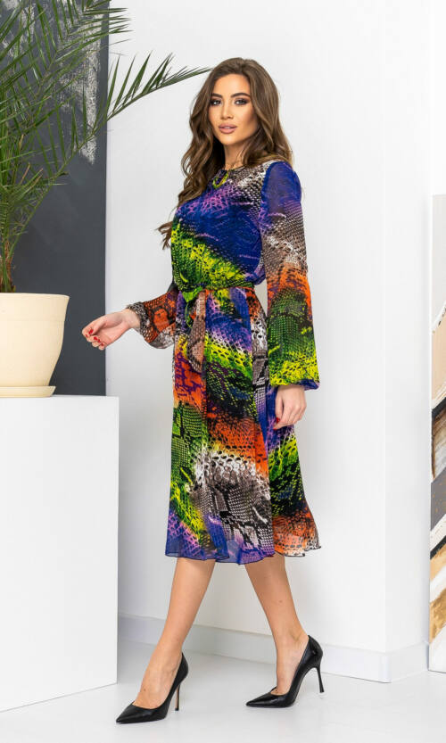 Повсякденна Сукня Шифон Принт 22015 Фіолетова