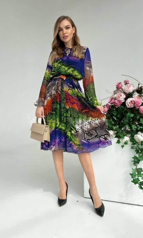 Повсякденна Сукня Шифон Принт 22015 Фіолетова