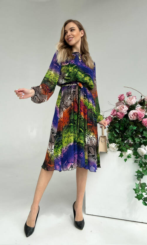 Повсякденна Сукня Шифон Принт 22015 Фіолетова