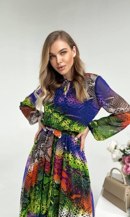 Повсякденна Сукня Шифон Принт 22015 Фіолетова