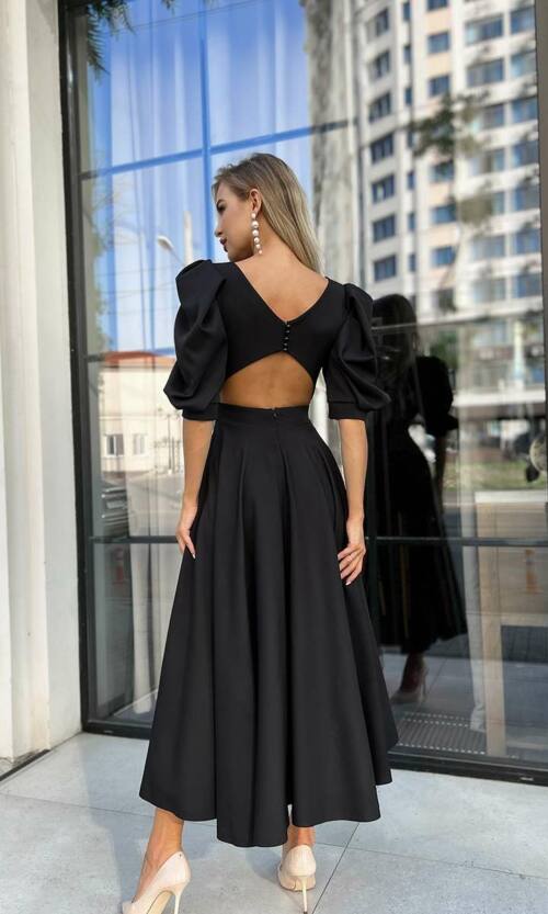 Коктейльна сукня відкрита спина 22060 Чорна