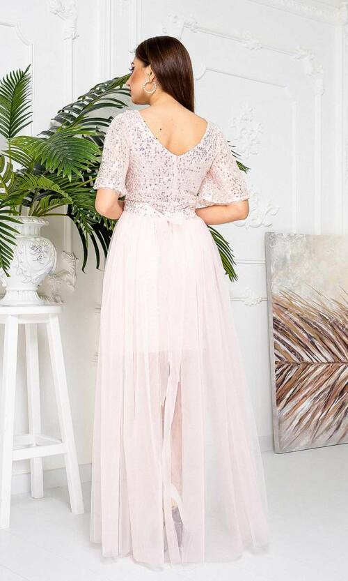 Коктейльна Сукня Знімна Спідниця 21033 Рожева