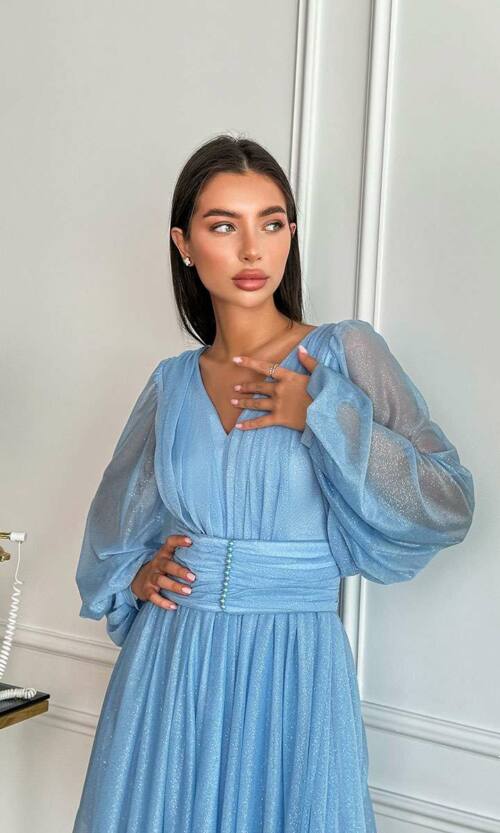 Коктейльна Сукня Шифон Випускної 23013 Блакитна