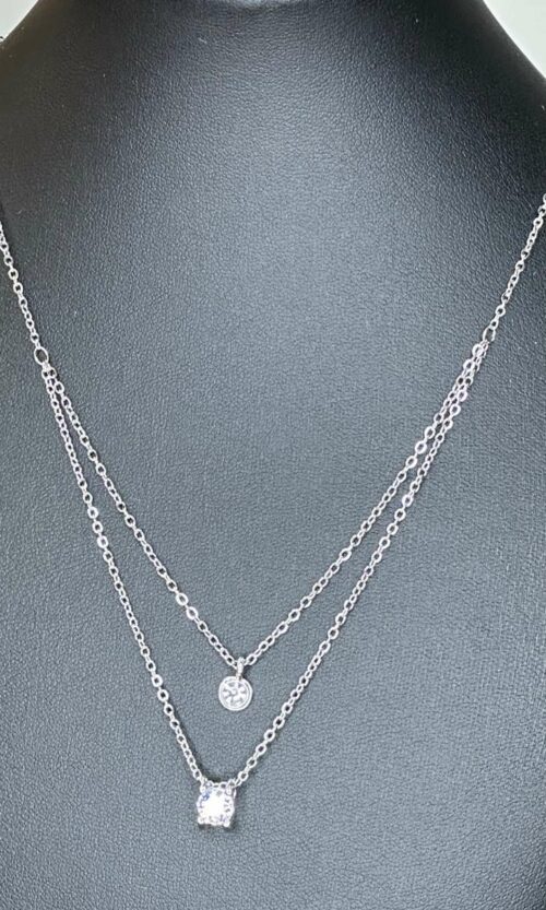 Сріблясте Кольє Біжутерія Два Страза 23549